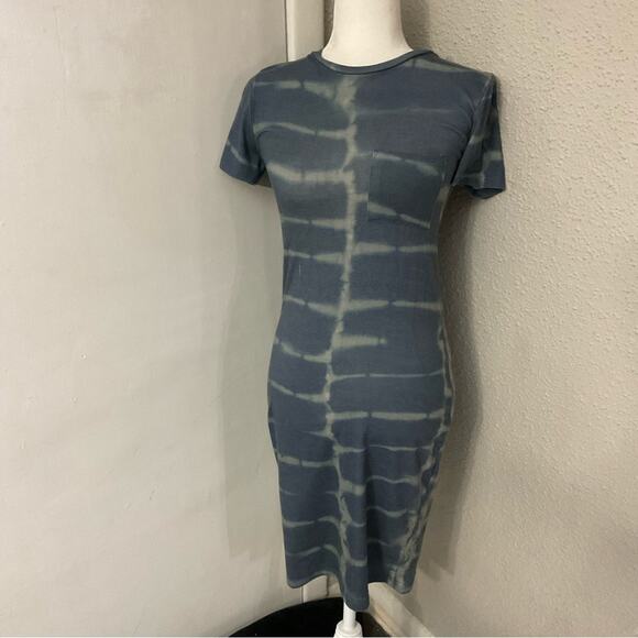 ASOS Blue Tie Dye Bodycon Crewneck T-shirt Dress  4 Comfy Cozycore Hippie Casual - Picture 1 of 9